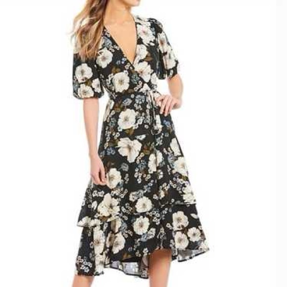 Gianni Bini Black and White Floral Midi Dress - Picture 1 of 4